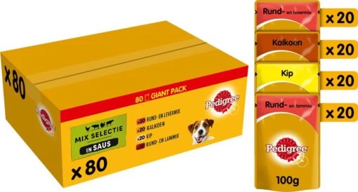 Pedigree Adult In Saus Honden Natvoer - Vier Verschillende Smaken - 80 X 100 Gr -Trixie Verkoopwinkel 1200x645 2