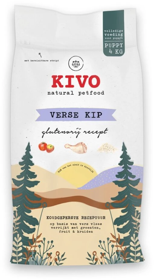 Kivo Petfood Puppybrokken Verse Kip Puppy - 4 Kg - Koudgeperst - Glutenvrij -Trixie Verkoopwinkel 658x1200 1