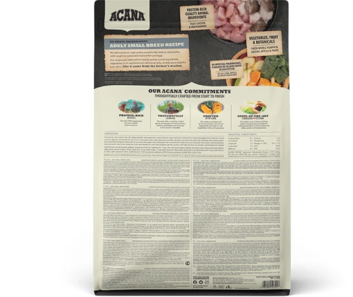 Acana Dog Hondenvoer Adult Small Breed 2 Kg -Trixie Verkoopwinkel ACANA Dog Adult Small Breed Recipe Back 2kg